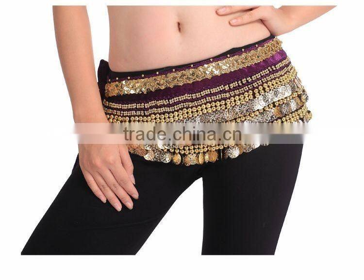 2016 Cheap New Women Belly Dance Coin Belts Belly Dancing Hip Scarf for Sale 10 Colors Available