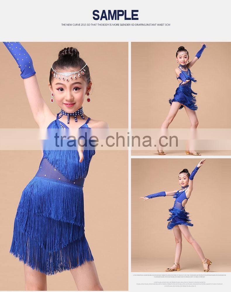2016 High quality XXL plus size sexy girls latin dance costumes cheap children latin fringe dress on sale