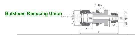 Bulkhead reducing connector,Bulkhead reducing union, compression tube fitting