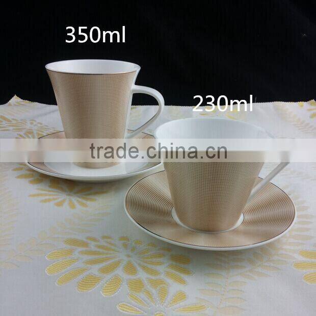 350ml gloden color mug cup and saucer