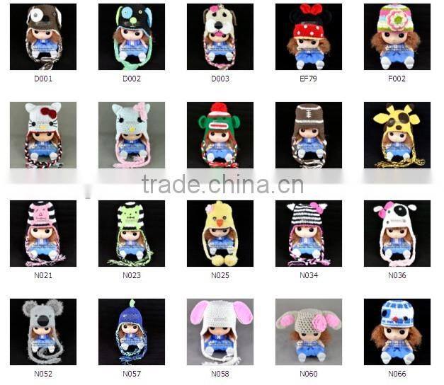 wholesale baby winter crochet animal knitted hats kids earflap hats