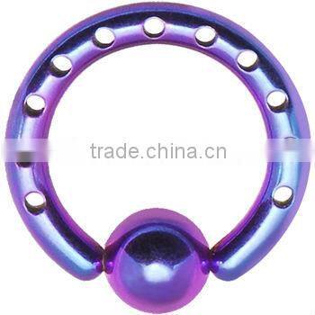 10 Gauge INDUSTRIAL PUNCHED Electric purple TITANIUM BCR Body Jewelry