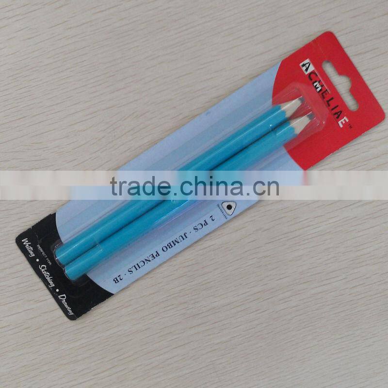 Standard size hexagonal shape blister card black wooden pencil set sharpened with eraser