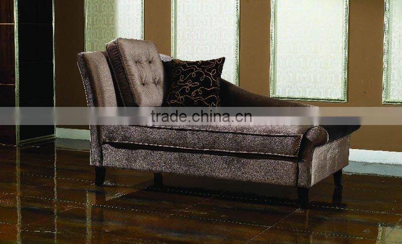 high grade copper nail chaise lounge with wood legs