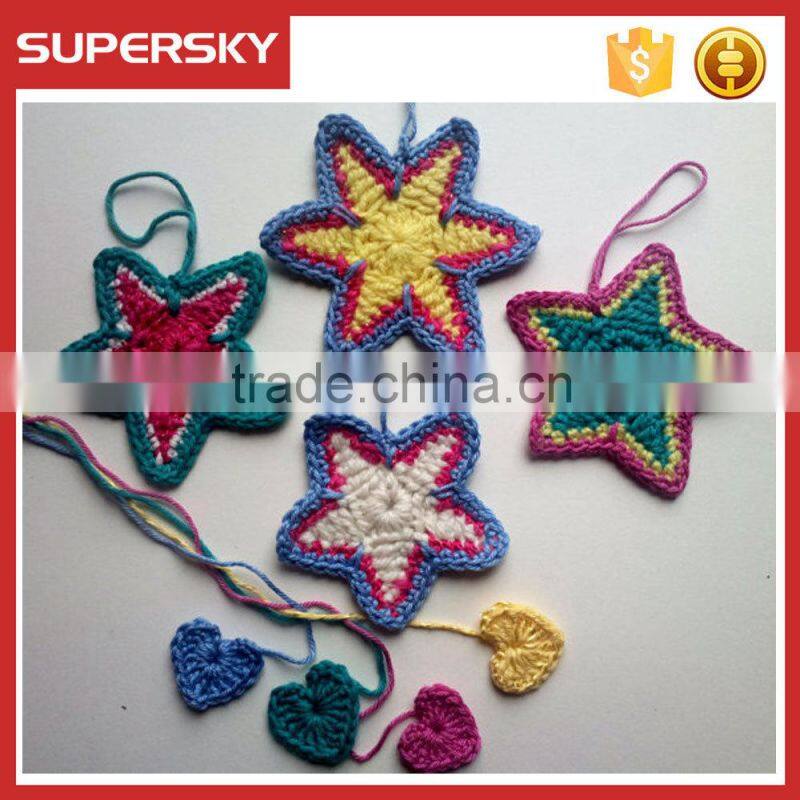 V-743 merry christmas decoration hand knit star hanging tree decoration knit christmas tree hanging ornament