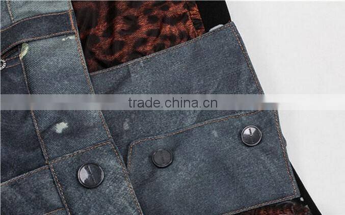 Custom Fake Denim Fabric Snowboard Pants with Snowlocker