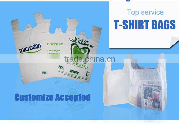 Cheap supermarket plastic t-shirt shopping bag with vest handles for snack food packaging