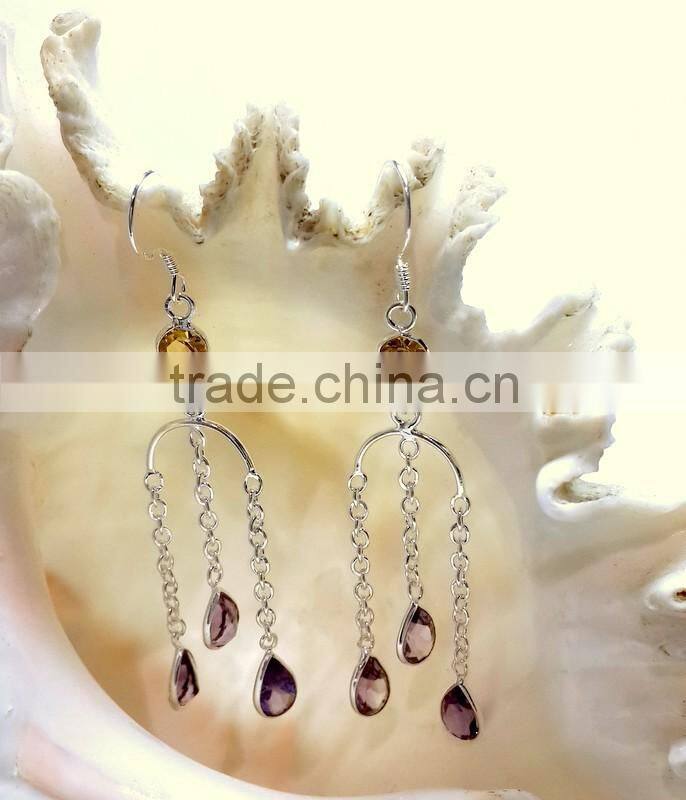 Kyanite Amethyst Citrine & Garnet Rough Gemstone Pendant, 925 Solid Sterling Silver Pendant, Designer Raw Bezel Pendant