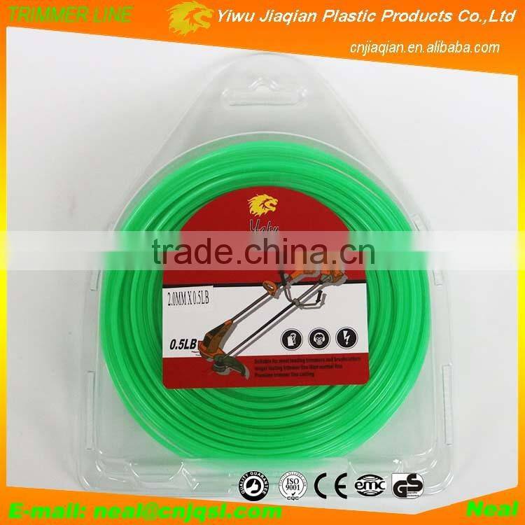 New Products 0.2mmX0.5LB Round Shape Green Color Garden Tools Parts Brush Cutter Line Grass Trimmer Line With Donuts Blister