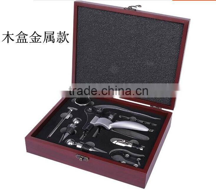 Promotional AUGUST 9pcs in one wooden wine box wine opener corkscrew set