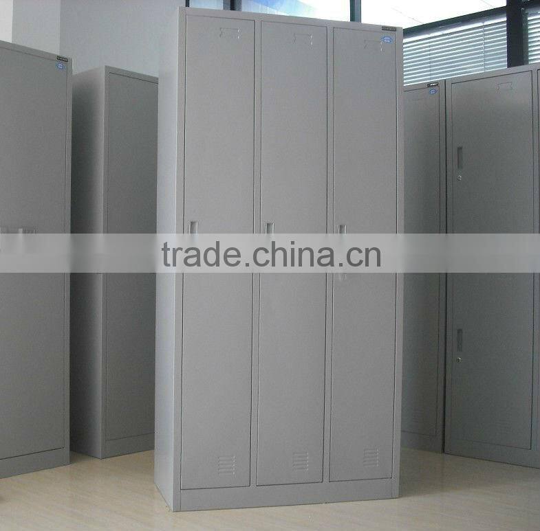 KFY-WR-02 Light Gray 3-Wide Metal Armoire