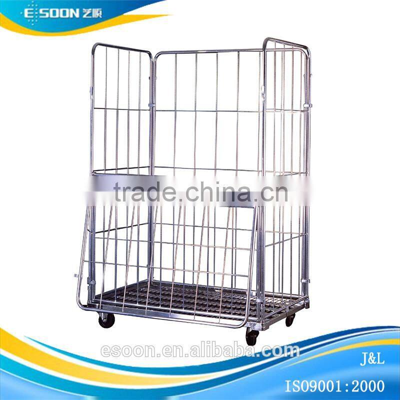 Metal post roll cage movable push cart