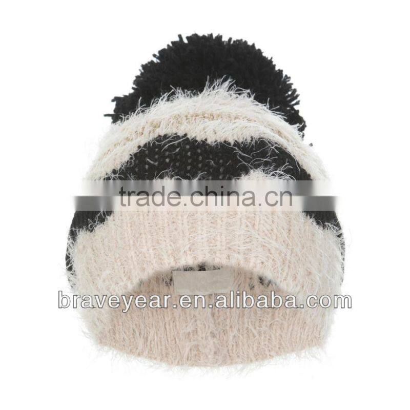 knitted beanie with black and gold coloured lurex stripe