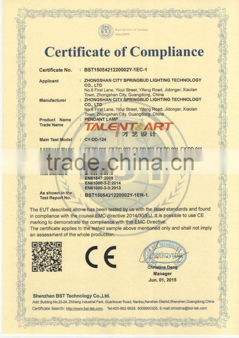 10 branches E27 antique brass single pendant light with black iron