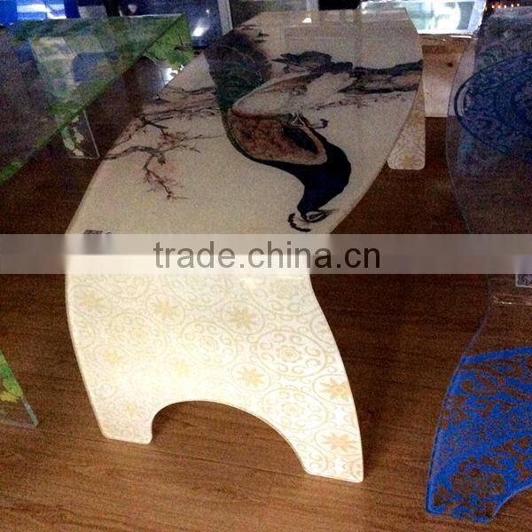 Special shape glass table , curving line, ceramic digital printing glass