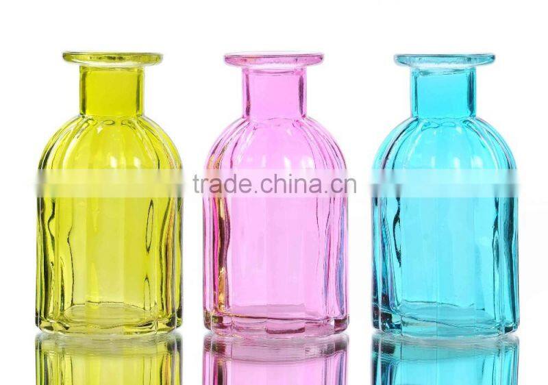 Cute RibbedTransparent Colored Glass Vase