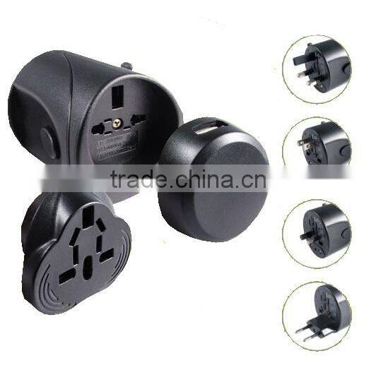 Multi purpose international universal travel adapter plug with USA/Australia/Europe/UK worldwide plugs with usb