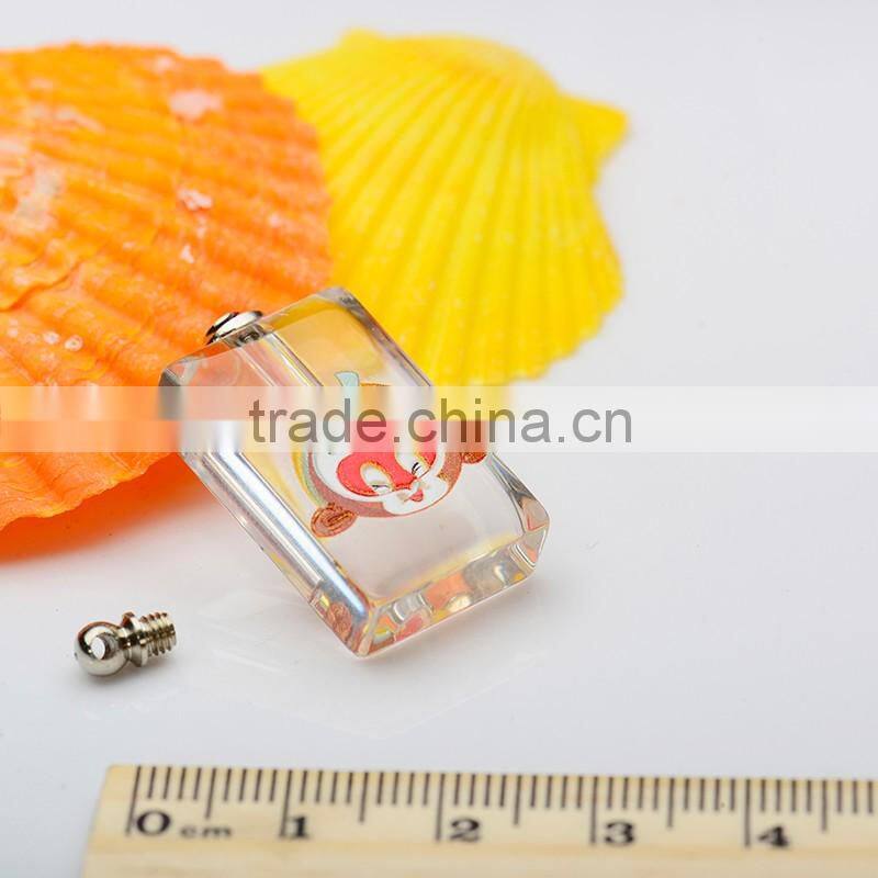 China Factory Customized 3D Photos Crystal Perfume Bottle Pendant Kartoon Monkey DIY Rice Art Pendant for Children Necelace