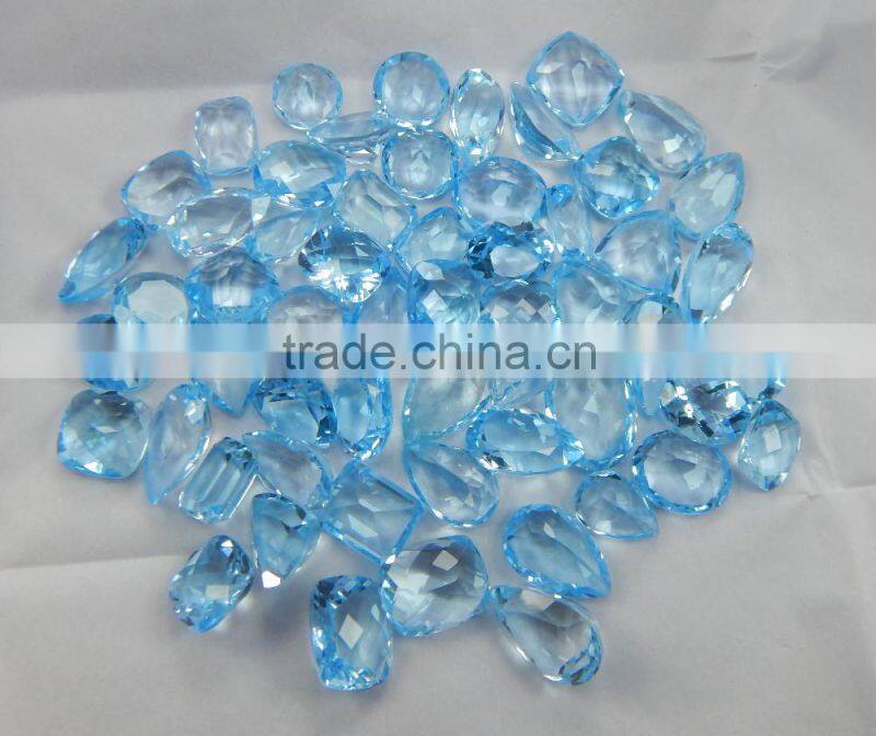 Natural swiss blue topaz faceted gemstone, blue topaz loose gemstone
