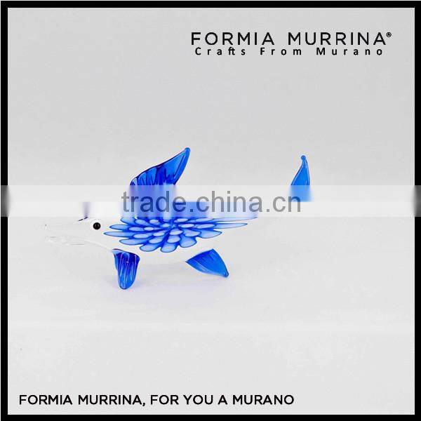 Handmade Blue Inner Flower Glass Animal Murano Glass Elephant Charm Figurine