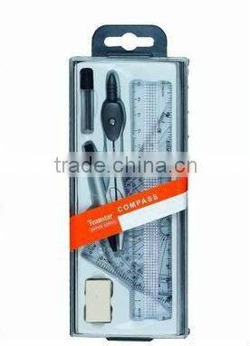plastic box Compass set with ruler and pencil lead