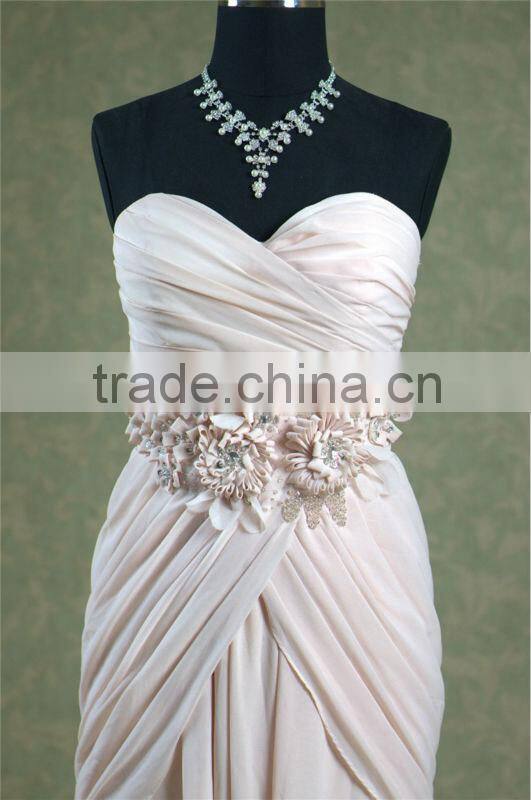 Draped sweetheart casual dress new styles of dresses made of chiffon