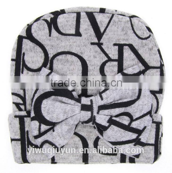 New Xmas Neonatal baptism cap Owl stars Baby Hat Keep Warm Double Layer Beanie Hats bow Knitted Cotton Caps