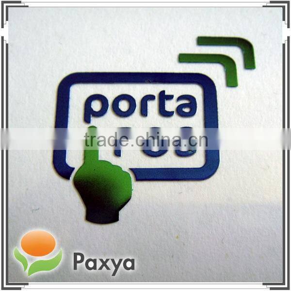 Nickel silver shinny self adhesive metal company logo label