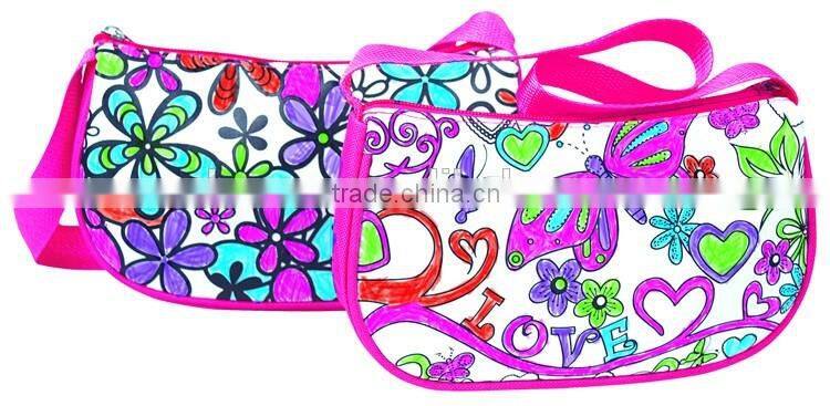 DIY Toy designing coloring your own fashion sparkling handbag with 4 mini markers
