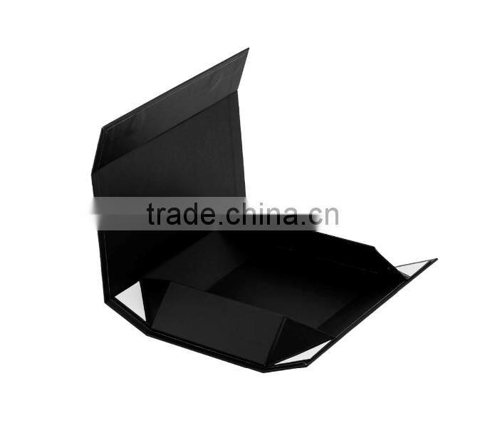 Magnetic closure matte black foldable paper packaging boxes/ flat folding cardboard gift box/ collapsible magnetic box