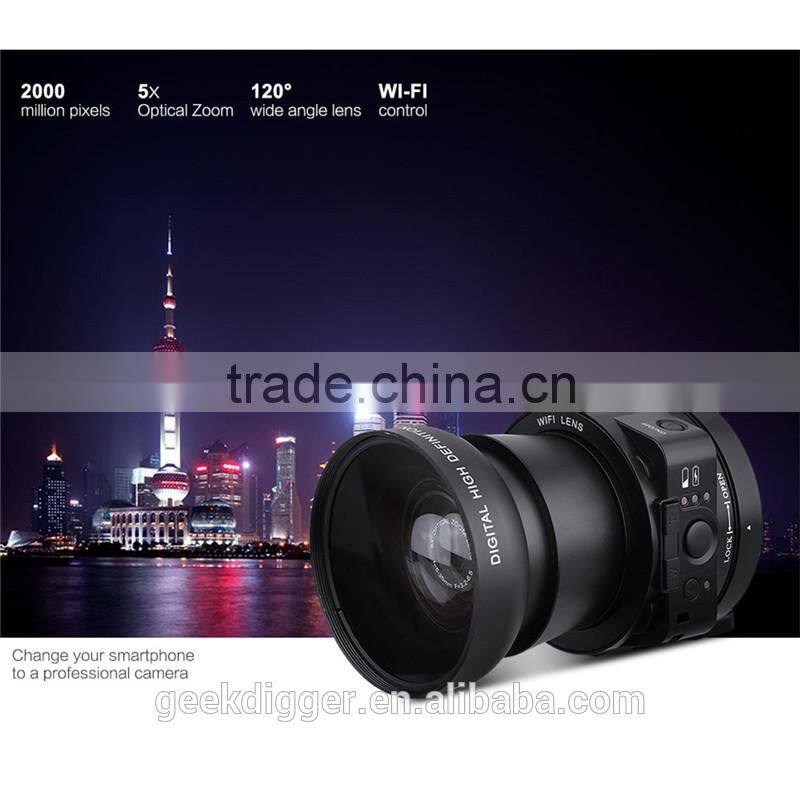 AMKOV OX5 4X digital 5X Optical Zoom Digital Camera 120 Degree Wide Angle Lens 20MP Full HD 1080P 30fps