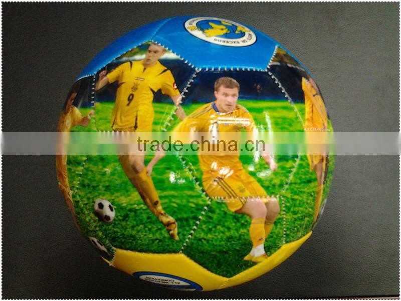 machine stitch star face photo soccer ball/football for promotion