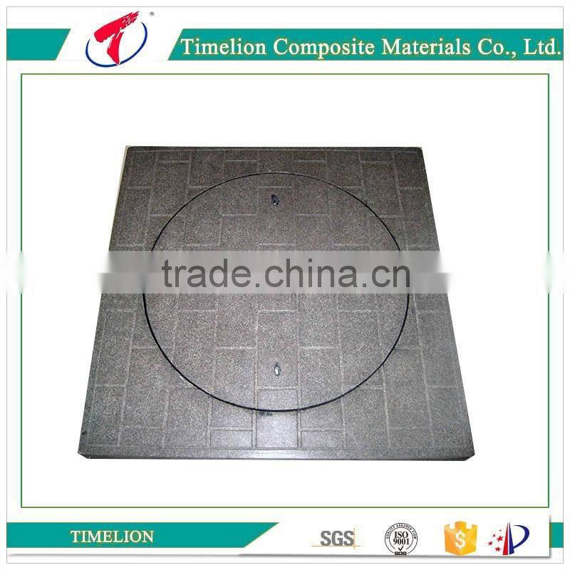 Hinged Composite Fiberglass Square Frame with Inner Round Cover