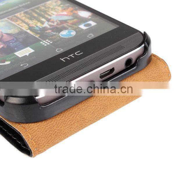2015 New arrived book style PU leather mobile phone case for HTC One M8
