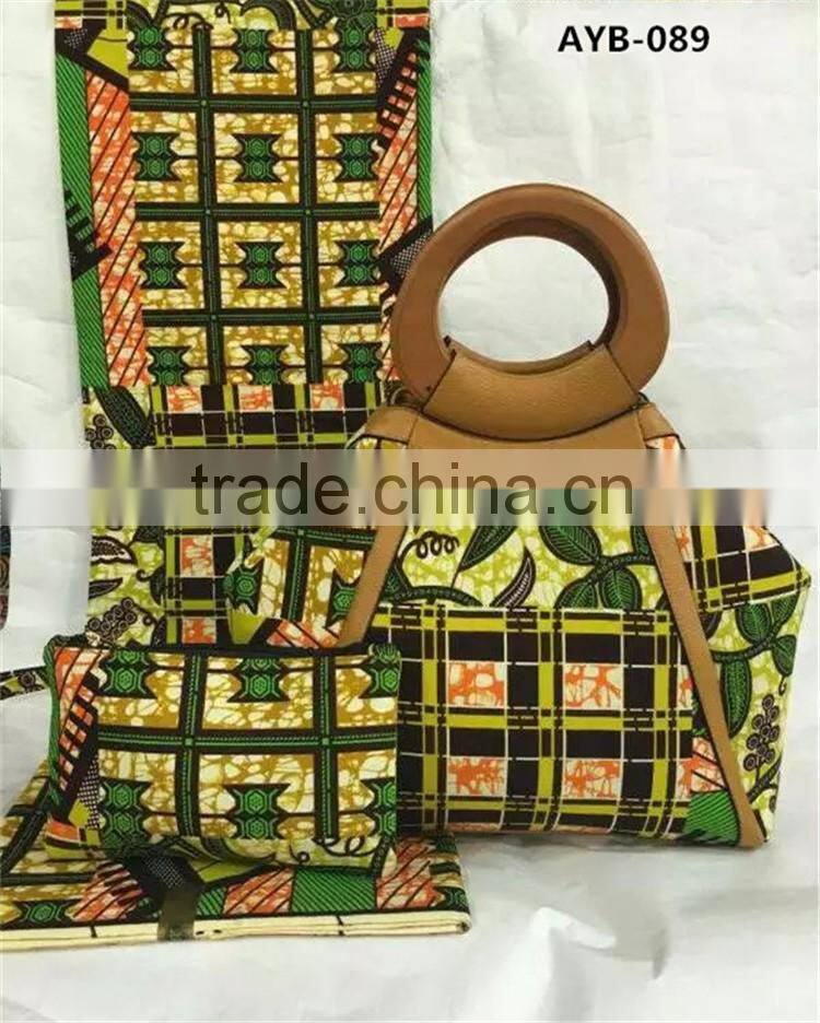 High quality wax and bag set african fabric super wax printed women hand bag