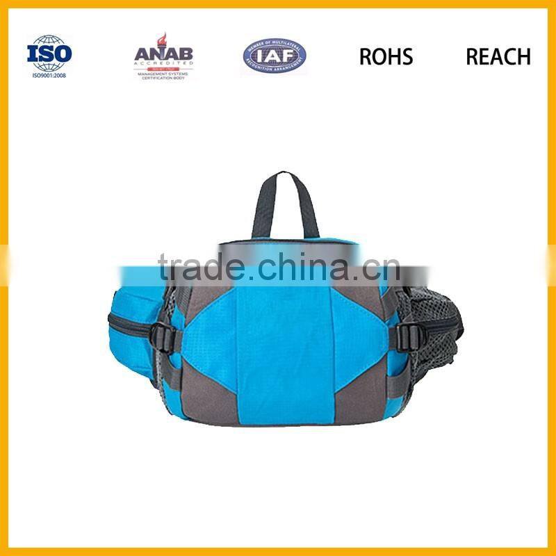 Fashionable Multilayer Nylon Material Cycling Zipper Waist Bag with Small Pocket for Mobile Phone