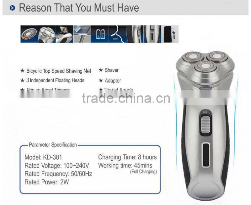 Three Independent Floating Heads Men Shaver Machine