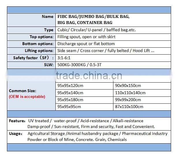 plastic PP woven jumbo bag manufacturer bulk bag supplier