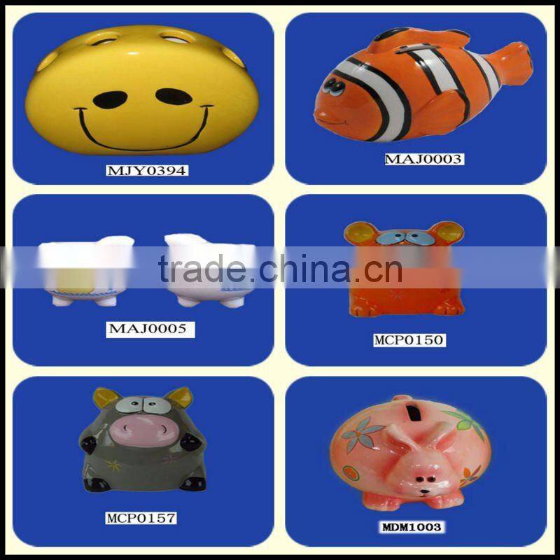 Fany animal in red shoe diy ceramic coin bank