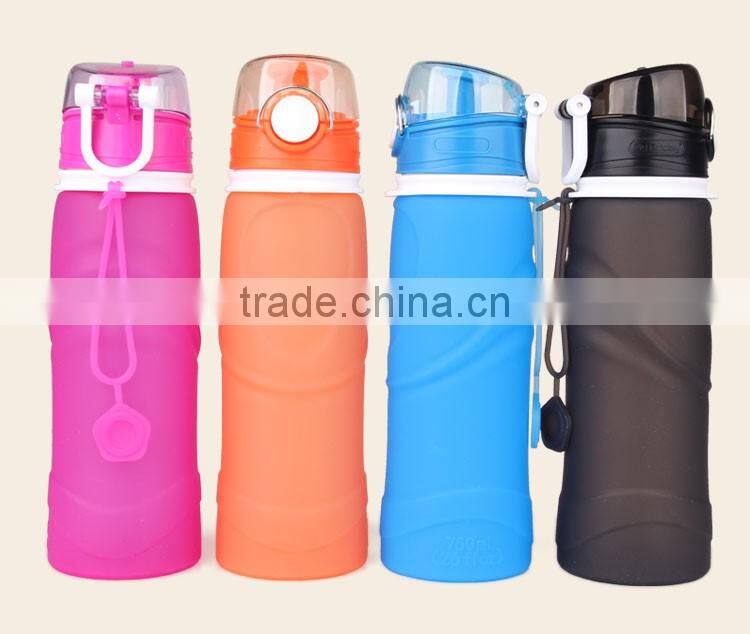 2017 New Silicone Foldable Water Bottle Gym Bottles Bike Water Bottles
