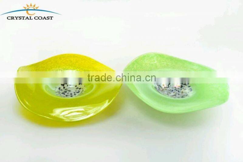 murano glass wall art;antique glass plate;colored new design glass fruit salad plate