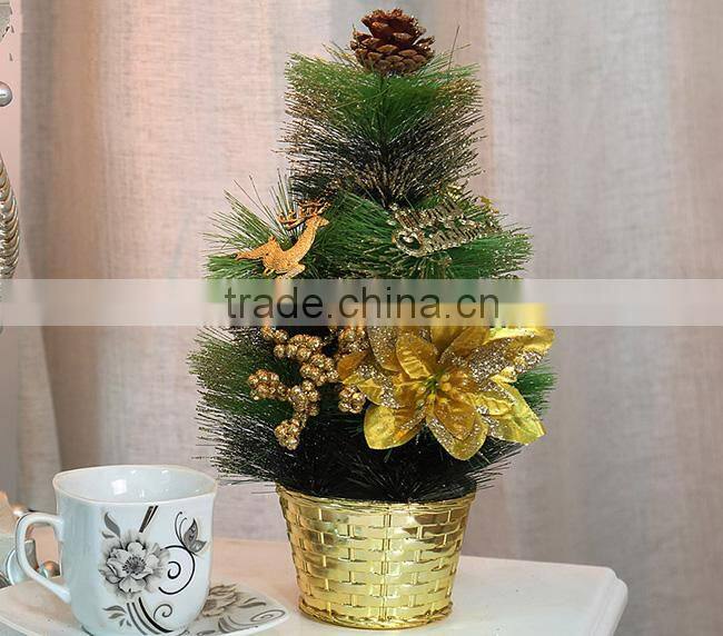 Attarctive pine needles glitter decoration christmas bonsai tree