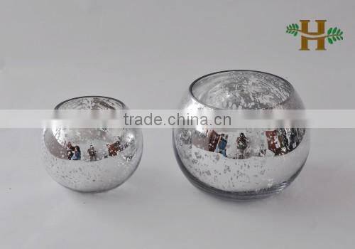 Silver Plating Glass Tealight Holder
