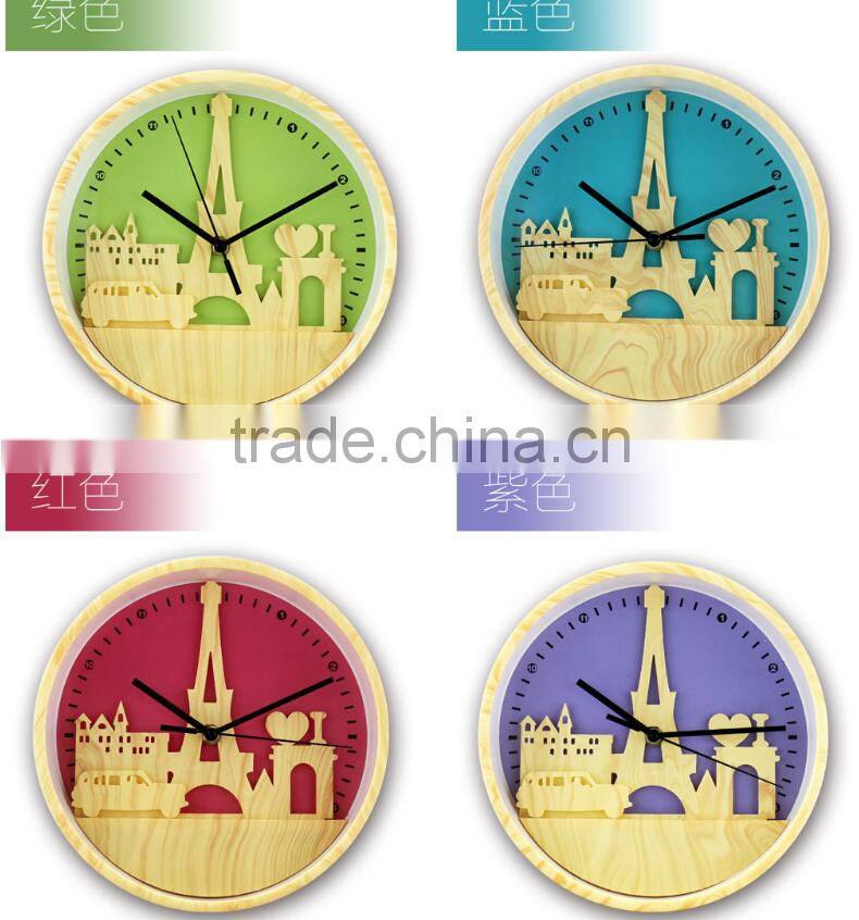 2017 New Design Tower Colorful Decorative Wall Clock For Wholesale