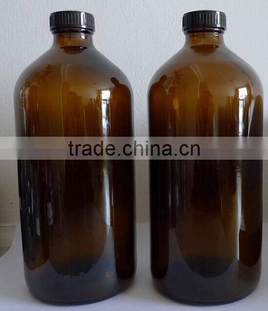1000ml Boston Round Amber Glass Bottles with screw caps