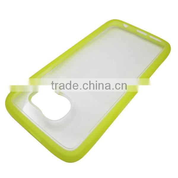 Double color transparent 2 in 1TPU+ PC mobile phone back cover case for Samsung S6