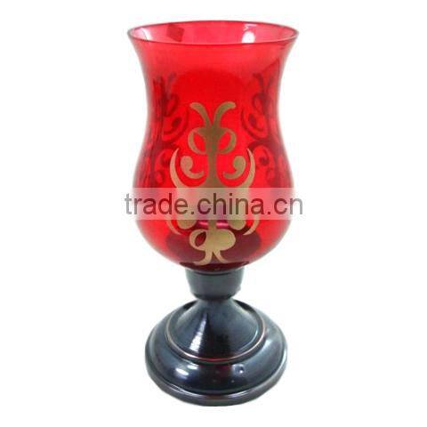 Metal Hurricane Glass Candle Holder