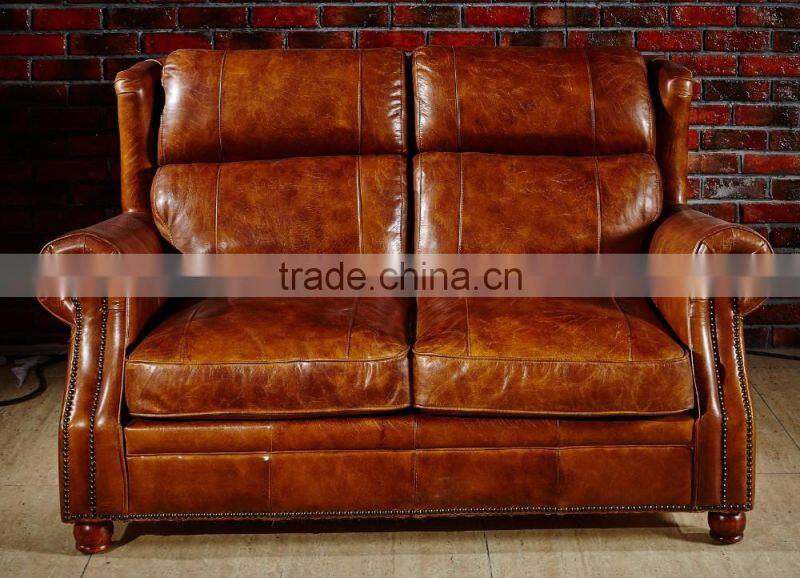 high end vintage leather sofa S118