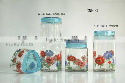 2016 hot sale cheap clear triangle glass mason jar with decal