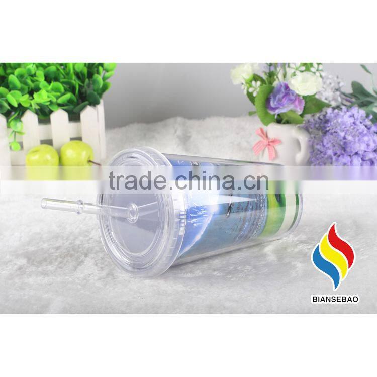 Hot Sale double layer transparent insulated plastic tumbler